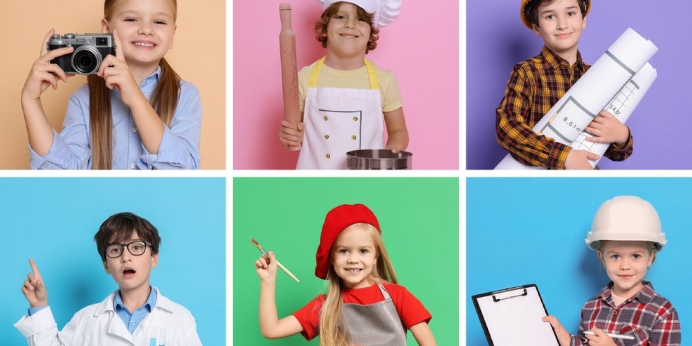 atividades-sobre-profissoes-educacao-infantil Crianças em atividades sobre profissões na Educação Infantil.